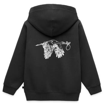 Fliegender Storch Nachwuchs Lieferung - Kinder Premium Organic Zip Hoodie - Schwarz - Hinten - AI Model Kid Male (0cm)
