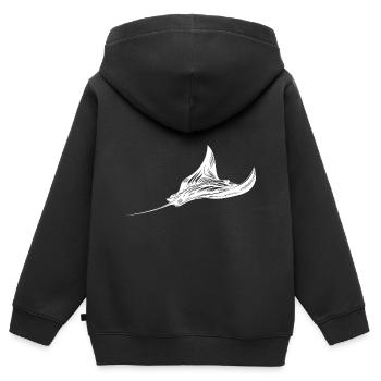 Eleganter riesiger Rochen im Unterwasser Flug - Kinder Premium Organic Zip Hoodie - Schwarz - Hinten - AI Model Kid Male (0cm)