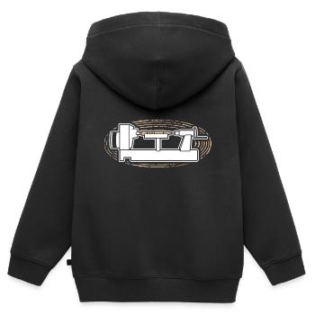 Calculs - Sweat Premium à capuche zippé enfant bio - noir - Dos - AI Model Kid Male (0cm)