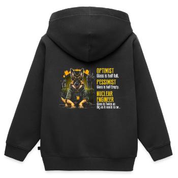 Kernenergie Spruch für Kernenergie - Kinder Premium Organic Zip Hoodie - Schwarz - Hinten - AI Model Kid Male (0cm)