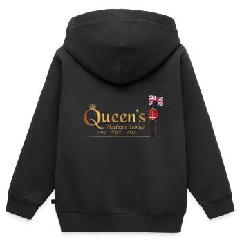 Britische Königin Monarchie Platin Jubiläum 1952 2022 - Kinder Premium Organic Zip Hoodie - Schwarz - Hinten - AI Model Kid Male (0cm)