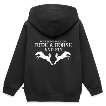 Conception de voûte et conception de chevaux de voûte - Sweat Premium à capuche zippé enfant bio - noir - Dos - AI Model Kid Male (0cm)