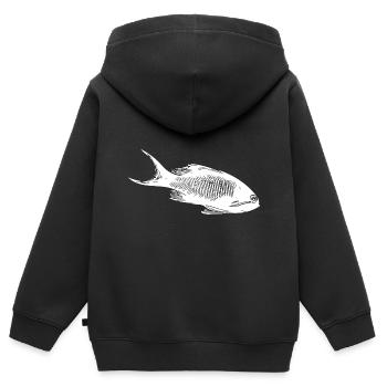 Poissons de récif corallien vintage dans le récif corallien - Sweat Premium à capuche zippé enfant bio - noir - Dos - AI Model Kid Male (0cm)