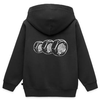 Drei stehende vintage Schraubenmuttern - Kinder Premium Organic Zip Hoodie - Schwarz - Hinten - AI Model Kid Male (0cm)