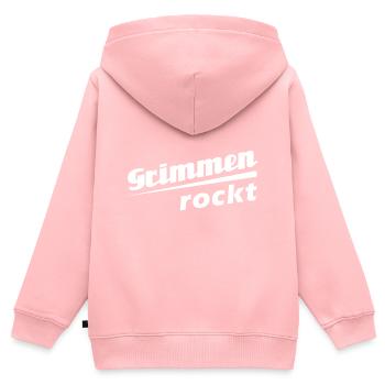 Grimmen rockt - Textdesign mit Stadtnamen - Kinder Premium Organic Zip Hoodie - Rosa - Hinten - AI Model Kid Female (0cm)