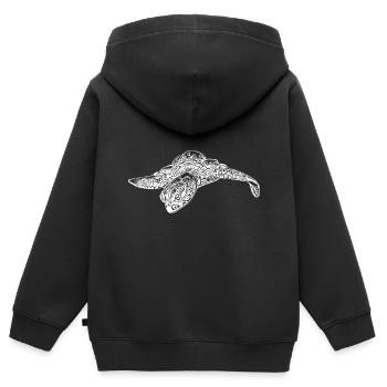 Kleine neugierige Schildkröte - Kinder Premium Organic Zip Hoodie - Schwarz - Hinten - AI Model Kid Male (0cm)