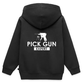 Conception de serrure de service de déverrouillage expert en serrure - Sweat Premium à capuche zippé enfant bio - noir - Dos - AI Model Kid Male (0cm)