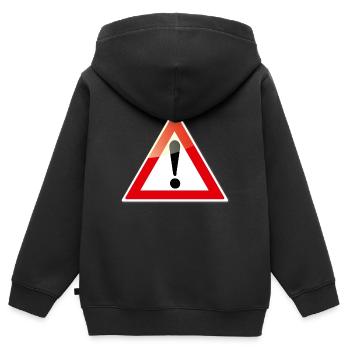 attention - Sweat Premium à capuche zippé enfant bio - noir - Dos - AI Model Kid Male (0cm)