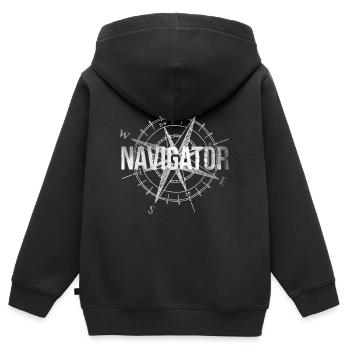 Navigator Geschenk Kapitän Kompass Himmelsrichtung - Kinder Premium Organic Zip Hoodie - Schwarz - Hinten - AI Model Kid Male (0cm)