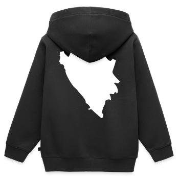 Bosnien und Herzegowina Landkarte Flagge - Kinder Premium Organic Zip Hoodie - Schwarz - Hinten - AI Model Kid Male (0cm)