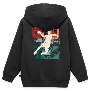 Handballspieler Vintage Handballer Handball - Kinder Premium Organic Zip Hoodie - Schwarz - Hinten - AI Model Kid Male (0cm)