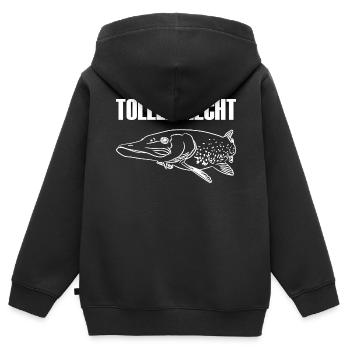 Angeln - Kinder Premium Organic Zip Hoodie - Schwarz - Hinten - AI Model Kid Male (0cm)