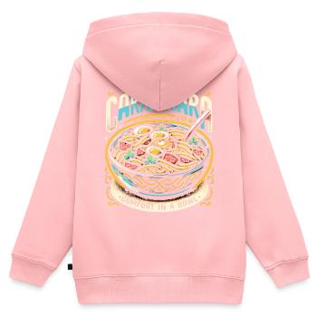 Nouilles carbonara Pâtes Nouilles Cuisine italienne - Sweat Premium à capuche zippé enfant bio - rose - Dos - AI Model Kid Female (0cm)