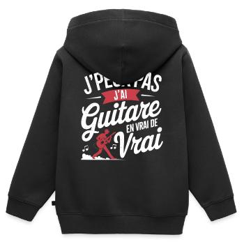 Ich kann keine richtige Gitarre haben - Kinder Premium Organic Zip Hoodie - Schwarz - Hinten - AI Model Kid Male (0cm)