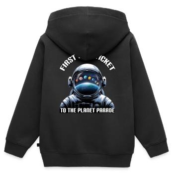 Ticket für die erste Reihe für die Planetenparade - Astronaut - Kinder Premium Organic Zip Hoodie - Schwarz - Hinten - AI Model Kid Male (0cm)