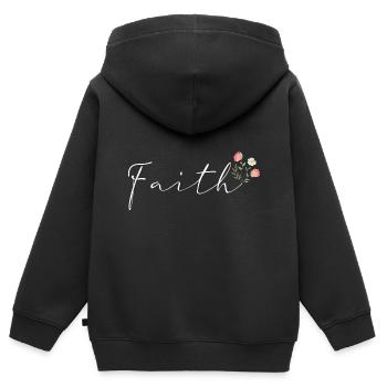 Faith fleur bouquet de fleurs - Sweat Premium à capuche zippé enfant bio - noir - Dos - AI Model Kid Male (0cm)
