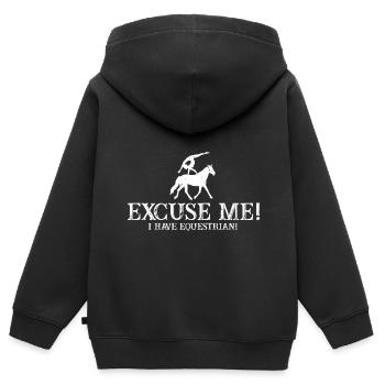 Conception de voûte et conception de chevaux de voûte - Sweat Premium à capuche zippé enfant bio - noir - Dos - AI Model Kid Male (0cm)