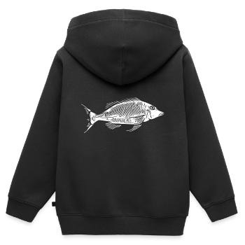 Vintage Fisch Fischgräten Knochenfisch Skelett - Kinder Premium Organic Zip Hoodie - Schwarz - Hinten - AI Model Kid Male (0cm)