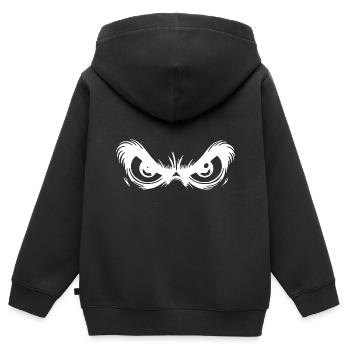 Grimmige Augen mit starrem Blick - Kinder Premium Organic Zip Hoodie - Schwarz - Hinten - AI Model Kid Male (0cm)