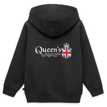 Britische Königin Monarchie Platin-Jubiläum 70. Jahr - Kinder Premium Organic Zip Hoodie - Schwarz - Hinten - AI Model Kid Male (0cm)