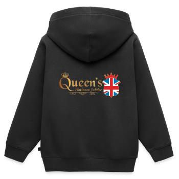 Britische Königin Monarchie Platin-Jubiläum 70. Jahr - Kinder Premium Organic Zip Hoodie - Schwarz - Hinten - AI Model Kid Male (0cm)