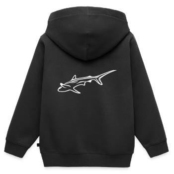 Requin élégant dans le courant de dérive - Sweat Premium à capuche zippé enfant bio - noir - Dos - AI Model Kid Male (0cm)