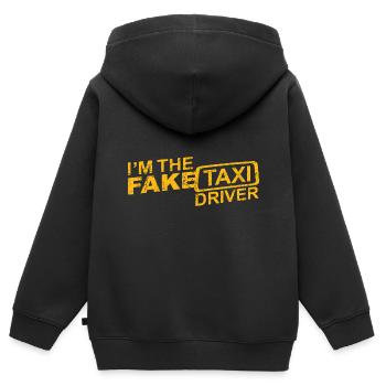 FAKE Taxi Driver mit GRUNGE Effekt - Kinder Premium Organic Zip Hoodie - Schwarz - Hinten - AI Model Kid Male (0cm)