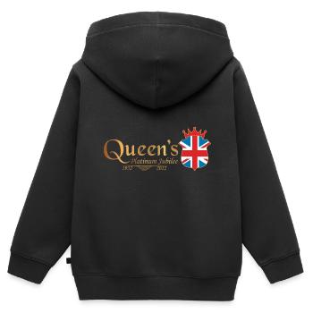 Britische Königin Monarchie Platin-Jubiläum 70. Jahr - Kinder Premium Organic Zip Hoodie - Schwarz - Hinten - AI Model Kid Male (0cm)