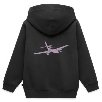 Silhouette d’avion à hélice minimaliste - Sweat Premium à capuche zippé enfant bio - noir - Dos - AI Model Kid Male (0cm)