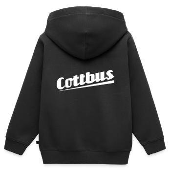 Cottbus - Textdesign mit Stadtnamen - Kinder Premium Organic Zip Hoodie - Schwarz - Hinten - AI Model Kid Male (0cm)
