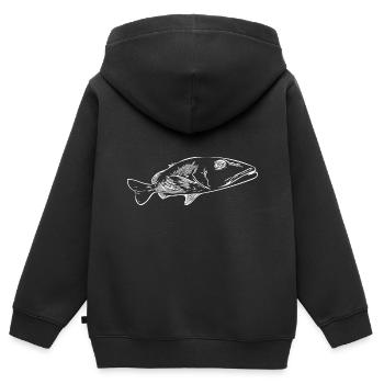 Grimmiger Zackenbarsch Patrouille im Meer - Kinder Premium Organic Zip Hoodie - Schwarz - Hinten - AI Model Kid Male (0cm)