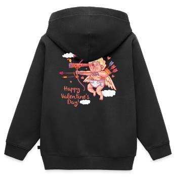 Armure avec arc et flèche répand l'amour - Sweat Premium à capuche zippé enfant bio - noir - Dos - AI Model Kid Male (0cm)