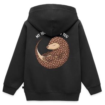 Ma langue te lèche Pangolin - Sweat Premium à capuche zippé enfant bio - noir - Dos - AI Model Kid Male (0cm)