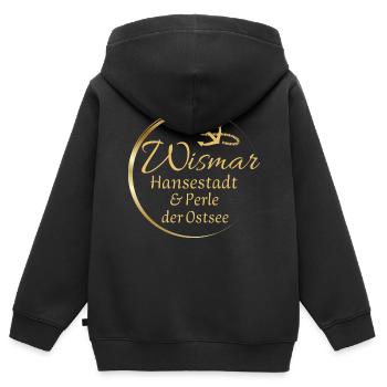 Wismar - Hanseatic City & Pearl of the Baltic Sea - Kids Premium Organic Zip-up Hoodie - black - Back - AI Model Kid Male (0cm)