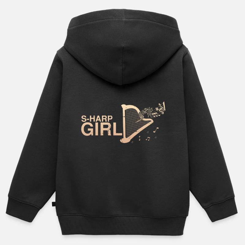Conceptions de joueurs de harpe pour les conceptions de joueurs de harpe - Sweat Premium à capuche zippé enfant bio - noir