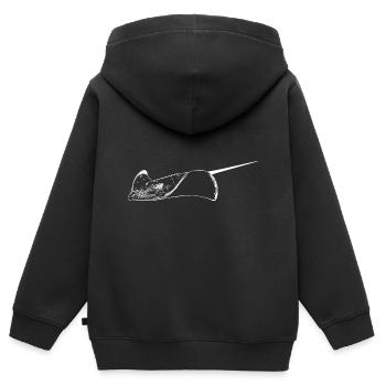 Stachelrochen im eleganten Flug - Kinder Premium Organic Zip Hoodie - Schwarz - Hinten - AI Model Kid Male (0cm)