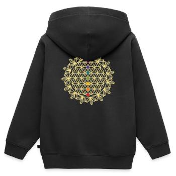 Chakra 7 chakras Méditation Spiritualité cadeau - Sweat Premium à capuche zippé enfant bio - noir - Dos - AI Model Kid Male (0cm)