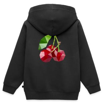Cerise low poly - Sweat Premium à capuche zippé enfant bio - noir - Dos - AI Model Kid Male (0cm)