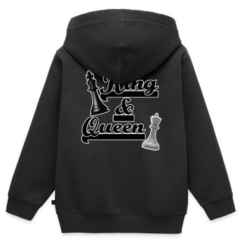 King Queen Partnerlook - Kinder Premium Organic Zip Hoodie - Schwarz - Hinten - AI Model Kid Male (0cm)