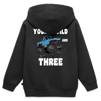 Young Wild And Three - 3.Geburtstag Kinder Truck - Kinder Premium Organic Zip Hoodie - Schwarz - Hinten - AI Model Kid Male (0cm)