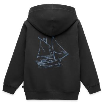 Sailor Sailing Voilier Minimalisme Design - Sweat Premium à capuche zippé enfant bio - noir - Dos - AI Model Kid Male (0cm)