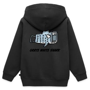 Grate White Shark – animal print - Kinder Premium Organic Zip Hoodie - Schwarz - Hinten - AI Model Kid Male (0cm)