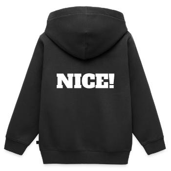 Nice! - Nett Ausruf Begeisterung - Kinder Premium Organic Zip Hoodie - Schwarz - Hinten - AI Model Kid Male (0cm)