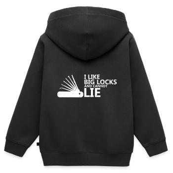 Große Schlösser kein Lügner Lockpicking Design - Kinder Premium Organic Zip Hoodie - Schwarz - Hinten - AI Model Kid Male (0cm)