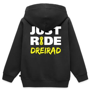 Just ride Dreirad Geschenk - Kinder Premium Organic Zip Hoodie - Schwarz - Hinten - AI Model Kid Male (0cm)