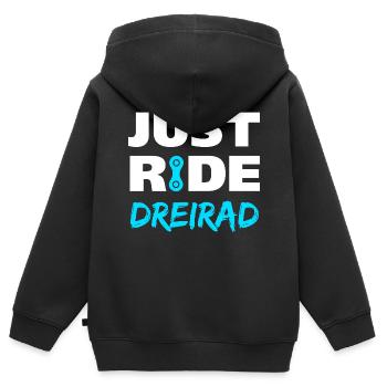 Just ride Dreirad Geschenk - Kinder Premium Organic Zip Hoodie - Schwarz - Hinten - AI Model Kid Male (0cm)