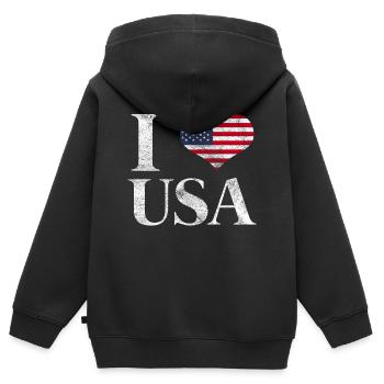 Geschenk USA Flagge amerikanische Fahne Amerika - Kinder Premium Organic Zip Hoodie - Schwarz - Hinten - AI Model Kid Male (0cm)