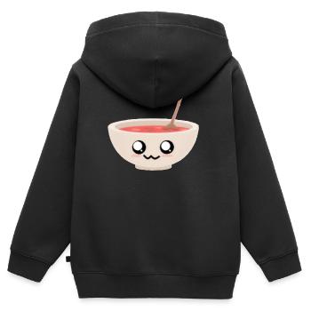 Suppe - Kinder Premium Organic Zip Hoodie - Schwarz - Hinten - AI Model Kid Male (0cm)