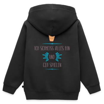 Ich schmeiße alles hin – Geh spielen - Kinder Premium Organic Zip Hoodie - Schwarz - Hinten - AI Model Kid Male (0cm)