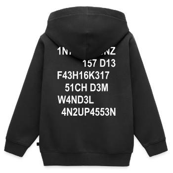 Intelligenz Ist Die Fähigkeit Sich Anzupassen - Kinder Premium Organic Zip Hoodie - Schwarz - Hinten - AI Model Kid Male (0cm)